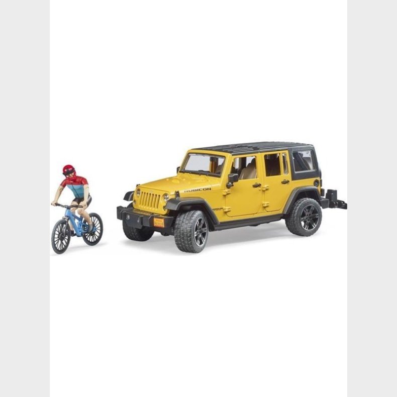 Bruder Jeep Wrangler Rubicon Unlimited with 1 mountain bike and cyclist