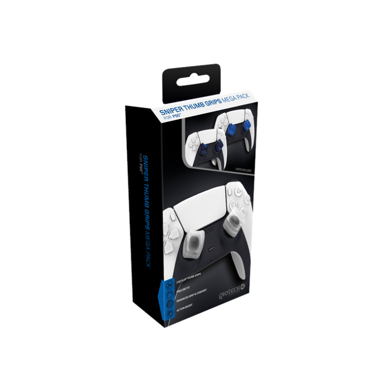 Gioteck PS5 Sniper Mega Pack Thumb Grips - White/Blue - Accessories for game console - Sony PlayStation 5