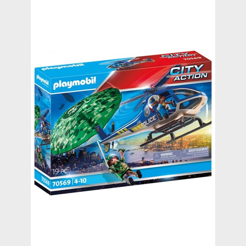 Playmobil City Action - Politihelikopter: Faldskskrms-forflgelse