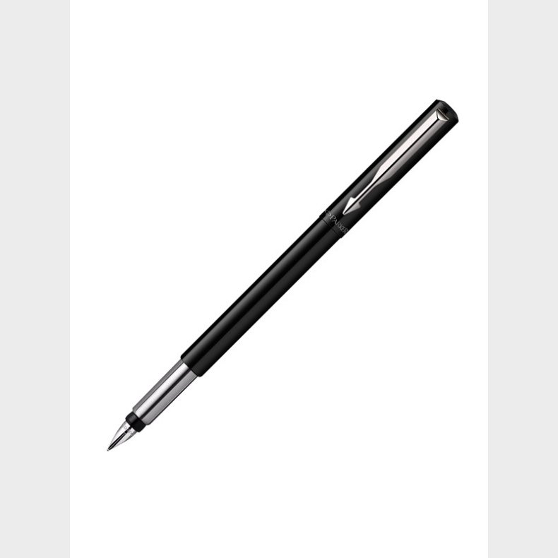 Parker Vector-fyldepen | bl med detaljer i krom | medium spids | bl blk | hngepakke