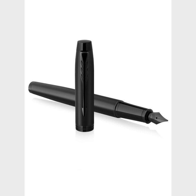 Parker IM metallisk sort, sort PVD, fyldepen, F bl