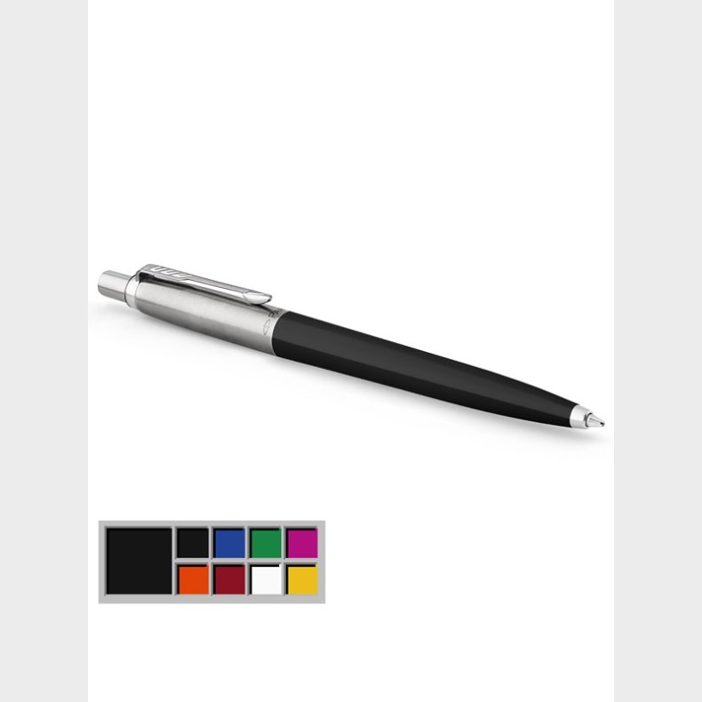 Parker Jotter Originals-kuglepen, klassisk sort lakering, medium spids, bl blk, boblepakke