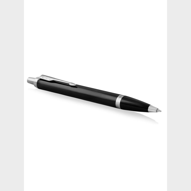 Parker IM-kuglepen | sort lak med detaljer i krom | medium spids med bl blk | gaveske