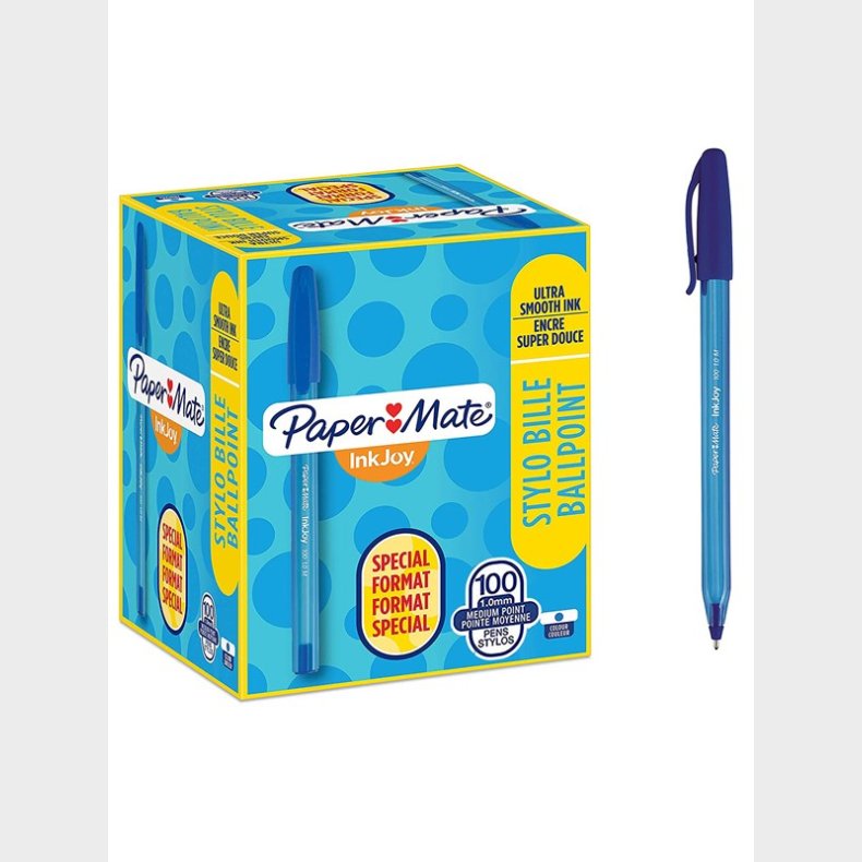 Papermate Paper Mate InkJoy 100ST Ballpoint Pens | Medium spids (1,0 mm) | Bl | 100 styk