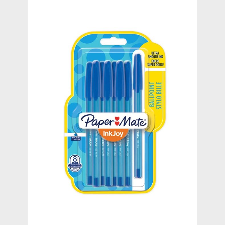 Papermate Paper Mate InkJoy 100ST Capped Ballpoint Pens | Medium spids (1,0 mm) | Bl | 8 styk