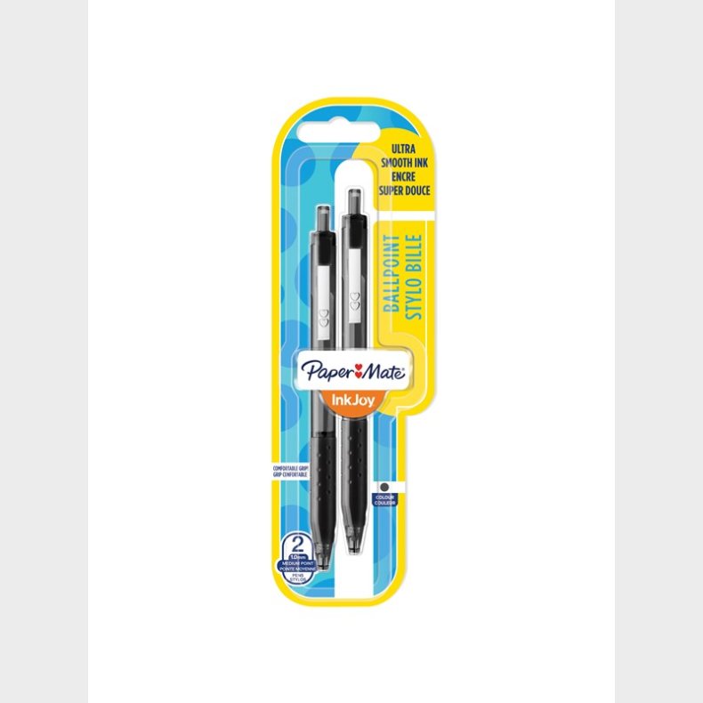 Papermate Paper Mate InkJoy 300RT Retractable Ballpoint Pens | Medium spids (1,0 mm) | Sort | 2 styk