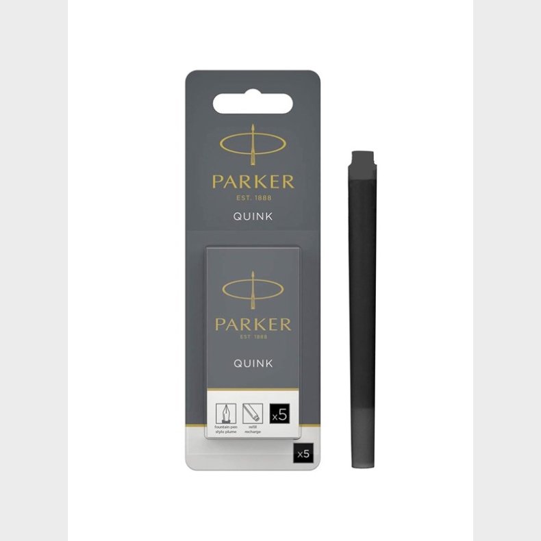 Parker Lange PARKER QUINK-fyldepenspatroner, sorte, 5 stk.