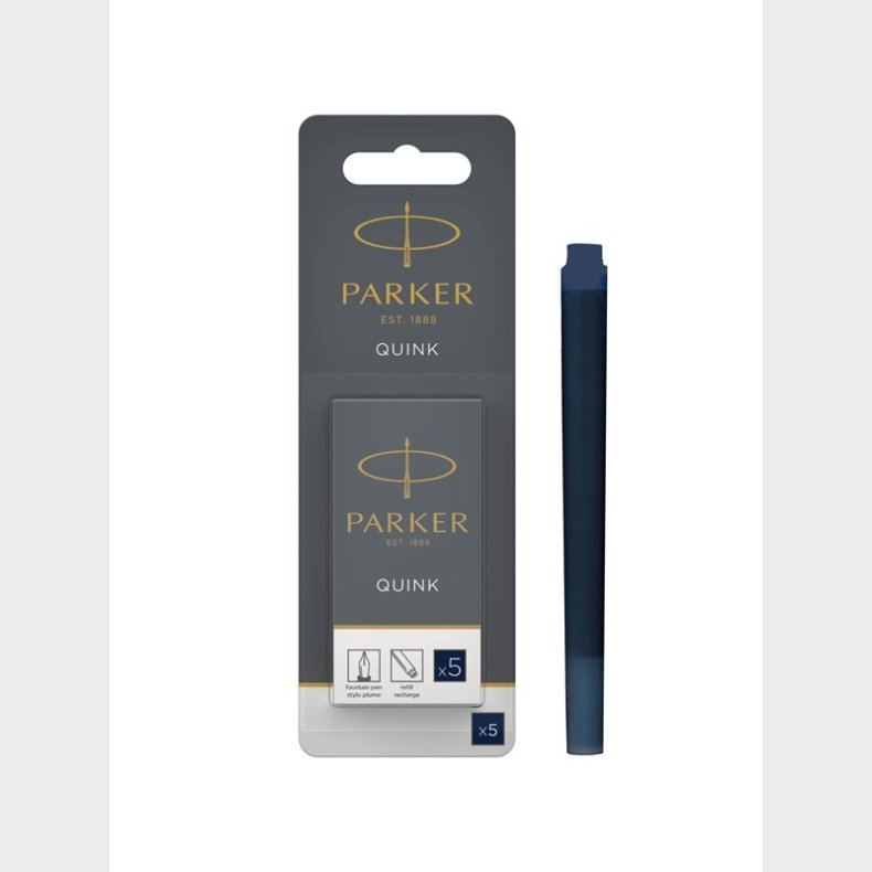 Parker Lange PARKER QUINK-fyldepenspatroner, blsorte, 5 stk.