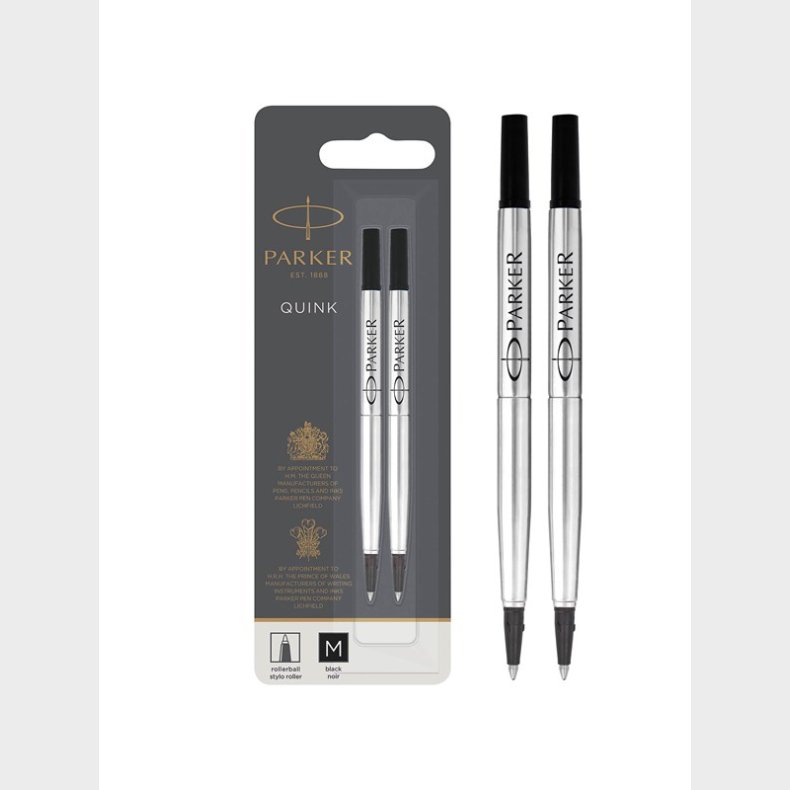 Parker PARKER rollerball refill, medium, sort, 2 stk.