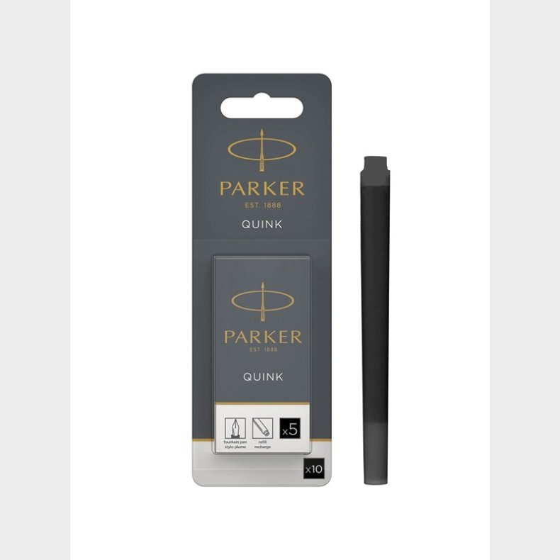 Parker Lange PARKER QUINK-fyldepenspatroner, sorte, 10 stk.