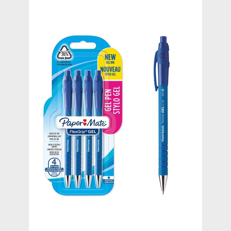 Papermate Paper Mate Flexgrip Gel Pens | 0,7 mm | Blt blk | 4 styk