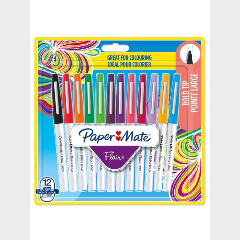 Papermate Paper Mate Flair Tip Pens - penne med tyk spids (1,2 mm) - 12 styk