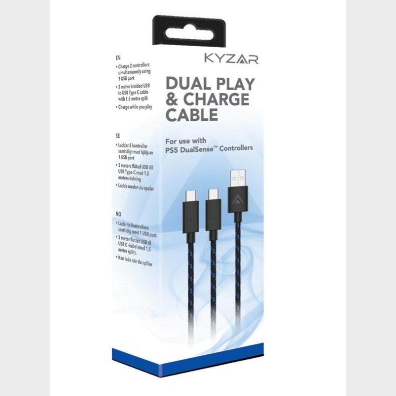 Kyzar Play and charge cable for PS5 - Accessories for game console - Sony PlayStation 5