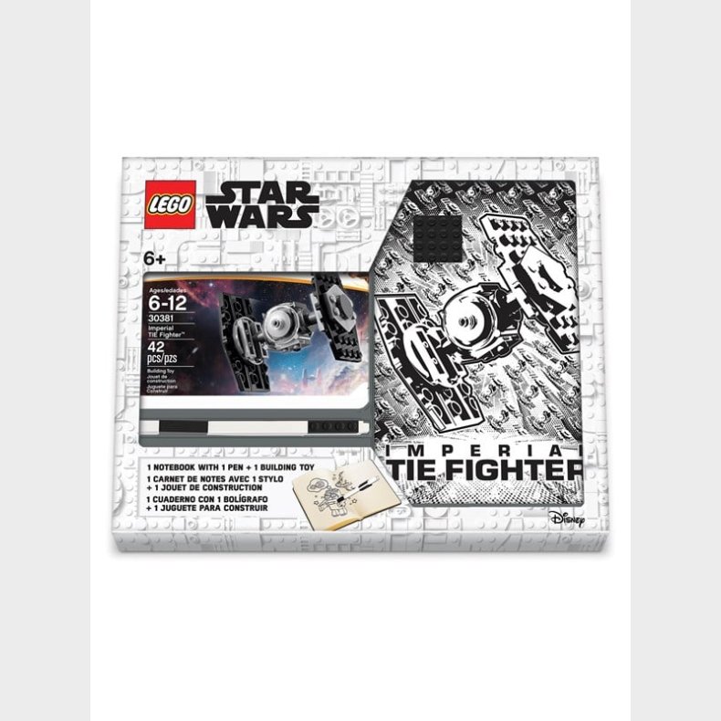 Euromic LEGO Star Wars Note book with 4x4 black brick 1 pen and building toy