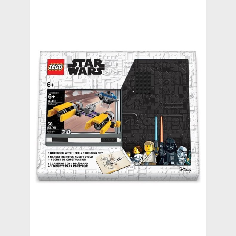 Euromic LEGO Star Wars Note book with 4x6 black brick 1 pen and building toy