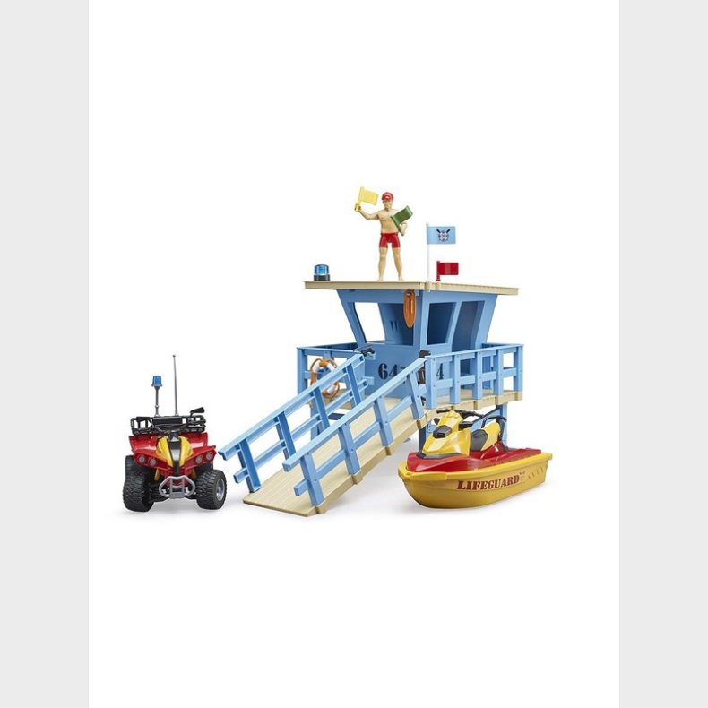 Bruder bworld lifeguard station with quad bike and personal water craft