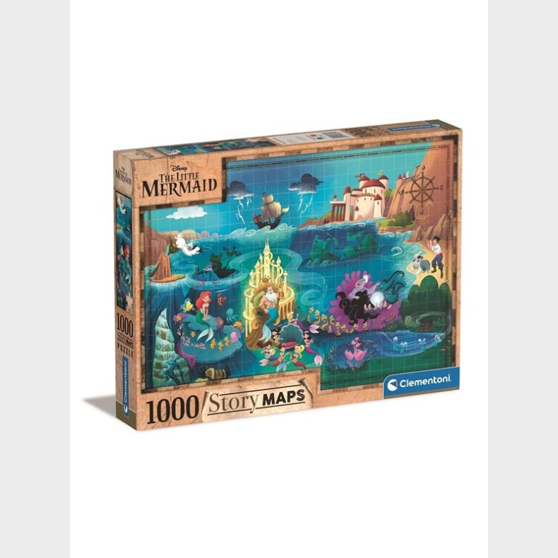 Clementoni Puslespil 1000 Pieces Story Maps Little Mermaid