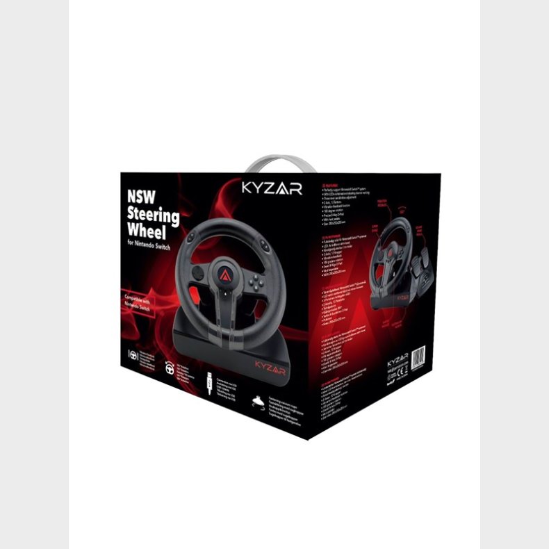 Kyzar Switch Racing Wheel - Steering wheel &amp; Pedal set - Nintendo Switch