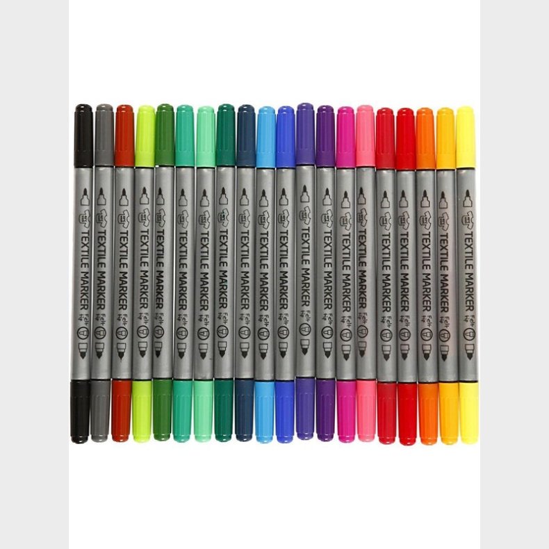 Creativ Company Double-sided Textile Markers - Basic colors 20pcs