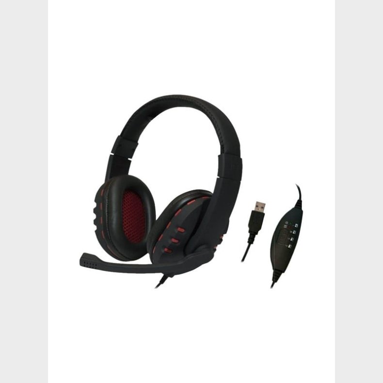 LogiLink Stereo headset 1x USB-A plug boom microphone gaming black/red