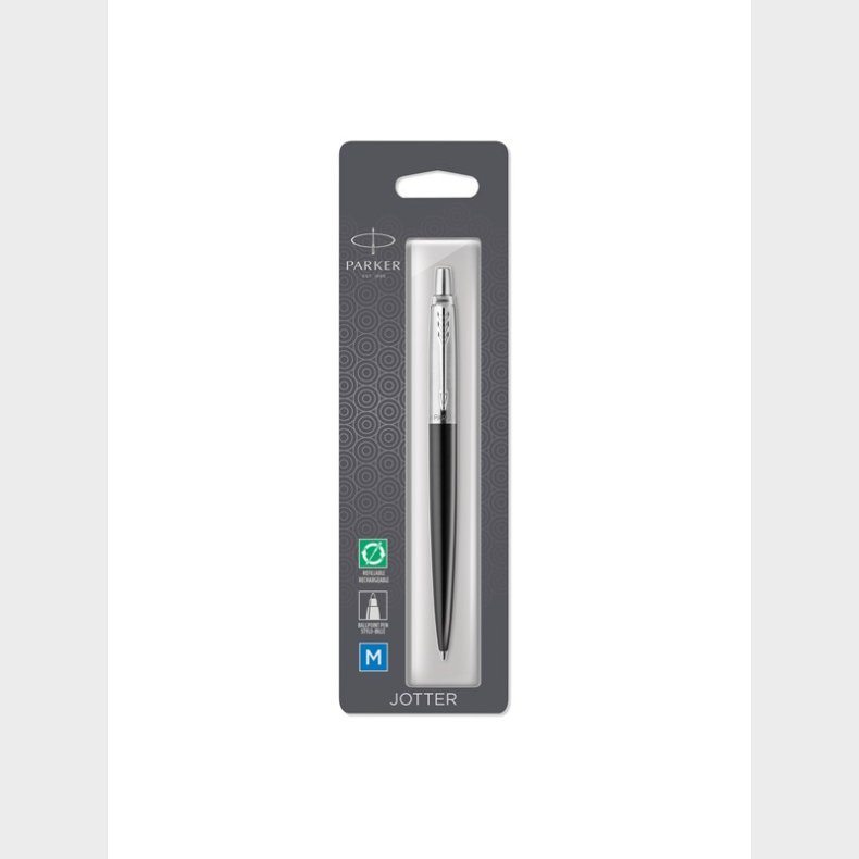 Parker Jotter kuglepen | Bond Street sort med detaljer i krom | medium spids bl blk