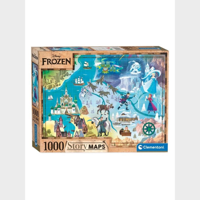 Clementoni Puslespil 1000 Pieces Story Maps Frozen gulv gulv