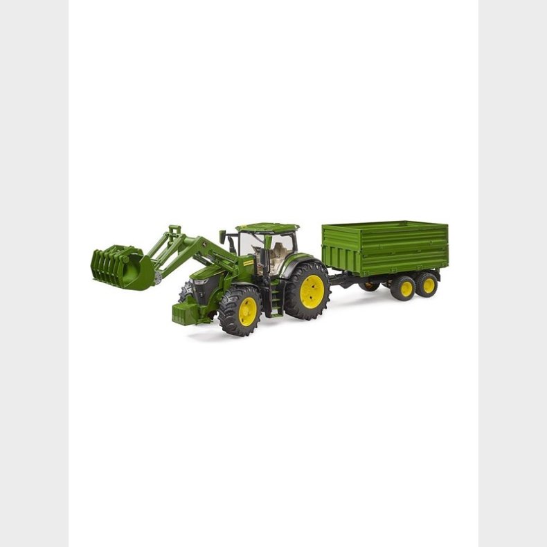 Bruder John Deere 7R 350 with frontloader and tandemaxle tipping trailer