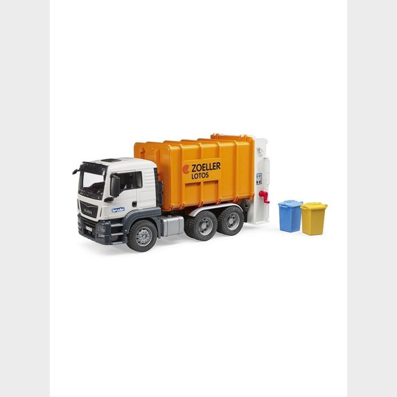 Bruder MAN TGS Rear loading garbage truck orange