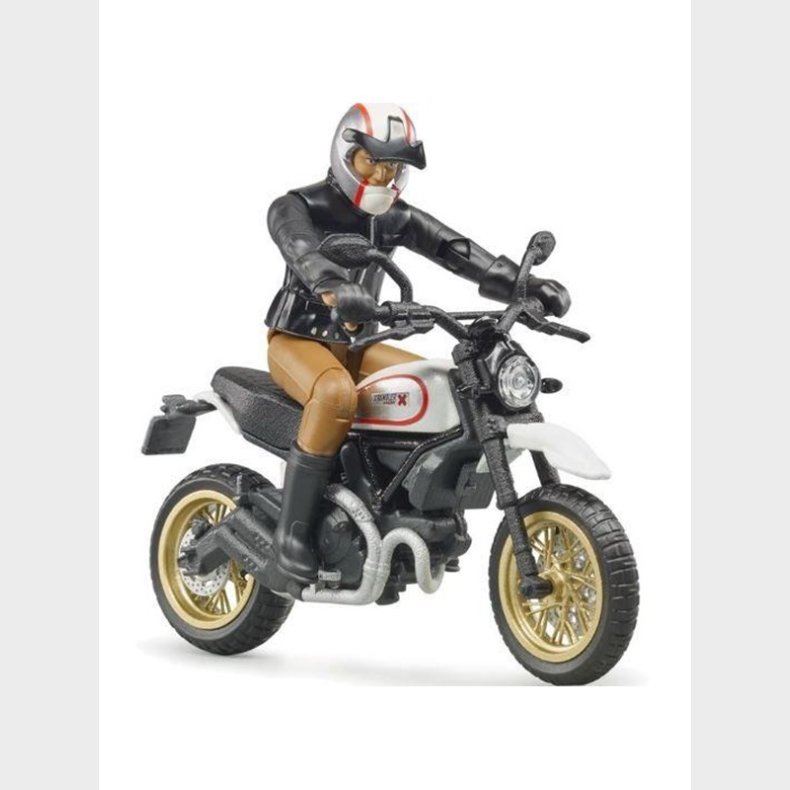 Bruder Ducati Scrambler Desert Sled with rider