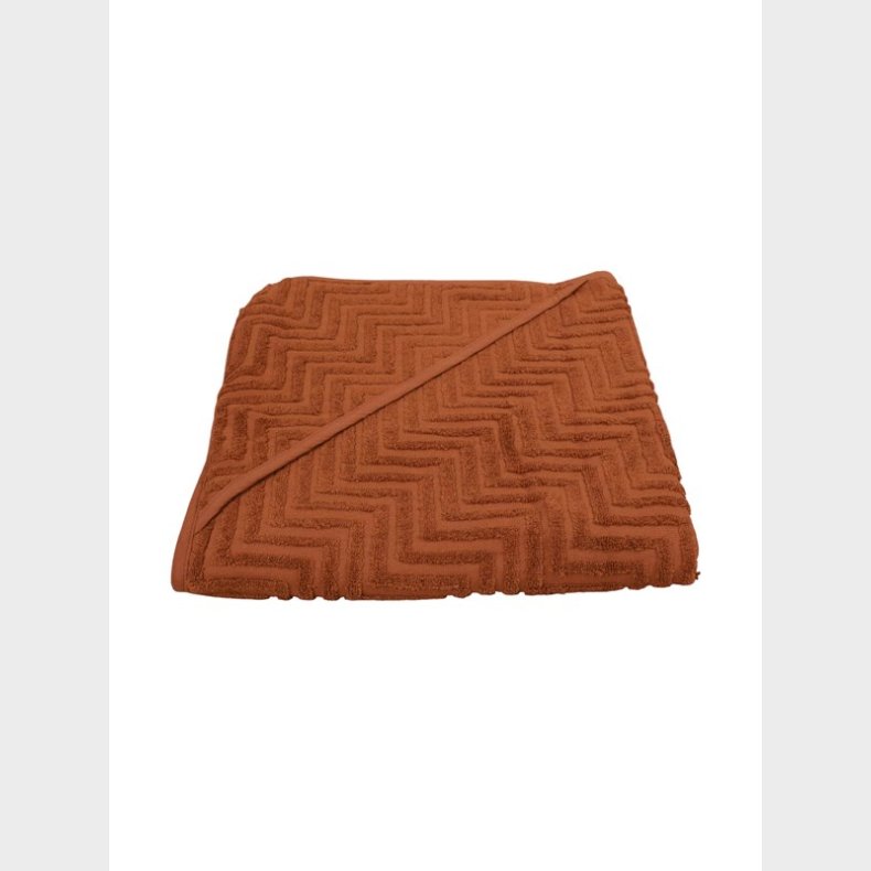 Filibabba Bath towel with hood GOTS - Zigzag rust