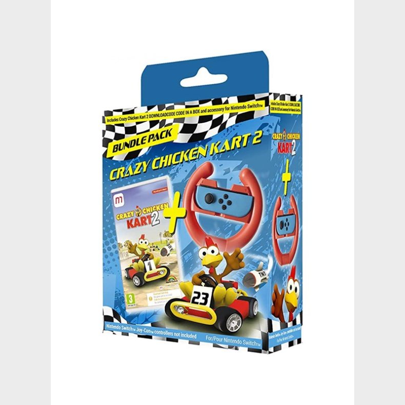 Crazy Chicken Kart 2 Bundle (Includes Steering Wheel) (Code in a Box) - Nintendo Switch - Racing