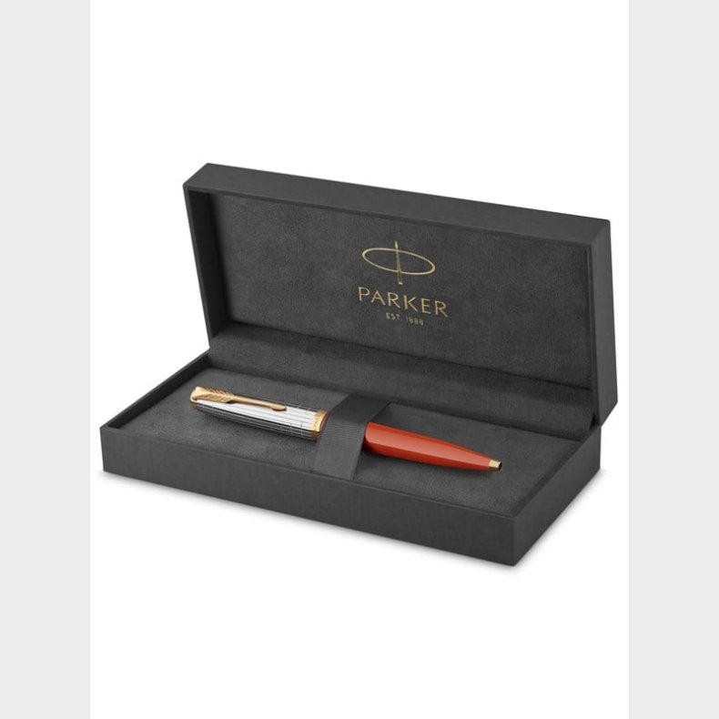 Parker 51 Premium kuglepen | Premium kollektion | Rage Red | Sort blk med medium punkt | Gaveske