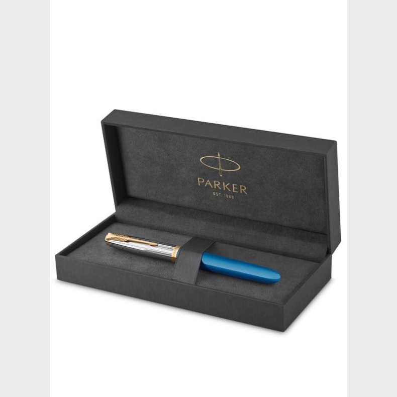 Parker 51 Premium fyldepen | Premium kollektion | Turkis | Fin Nib | Bl/sort blk | Gaveske