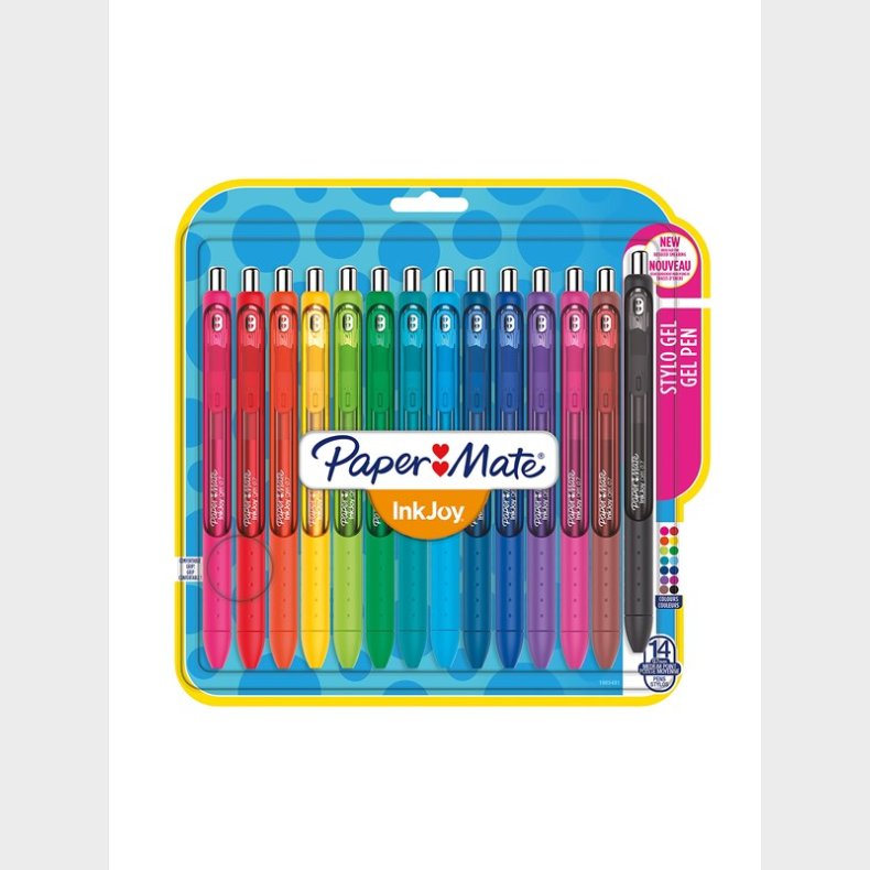 Papermate Paper Mate InkJoy Gel Pens | Medium spids (0,7 mm) | Forskellige farver | 14 styk