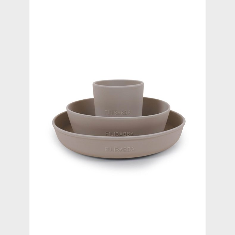 Filibabba Silicone dinner set - Warm Grey