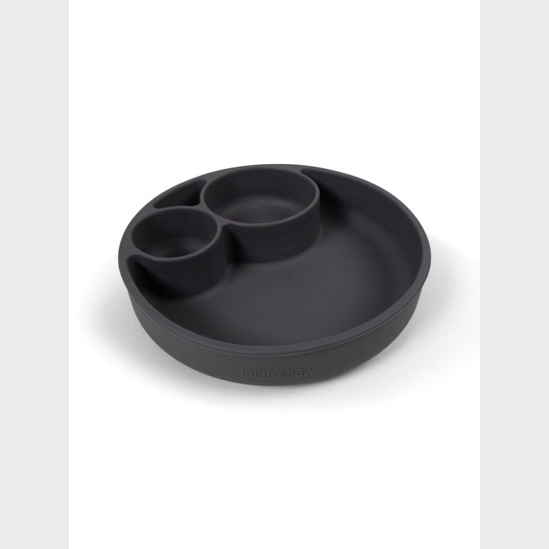 Filibabba Silicone divided plate - Stone Grey