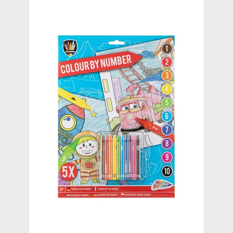 Grafix Color by Number with Crayons - Assorted