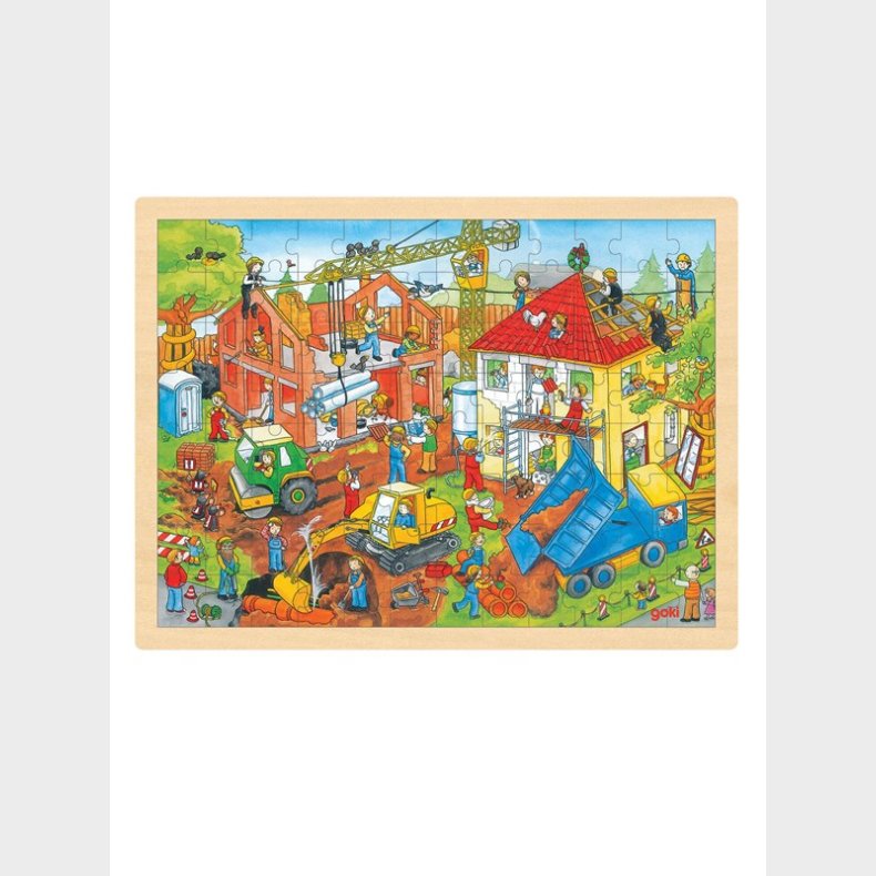 Goki tren Jigsaw Puslespil - Construction Site 96p tr