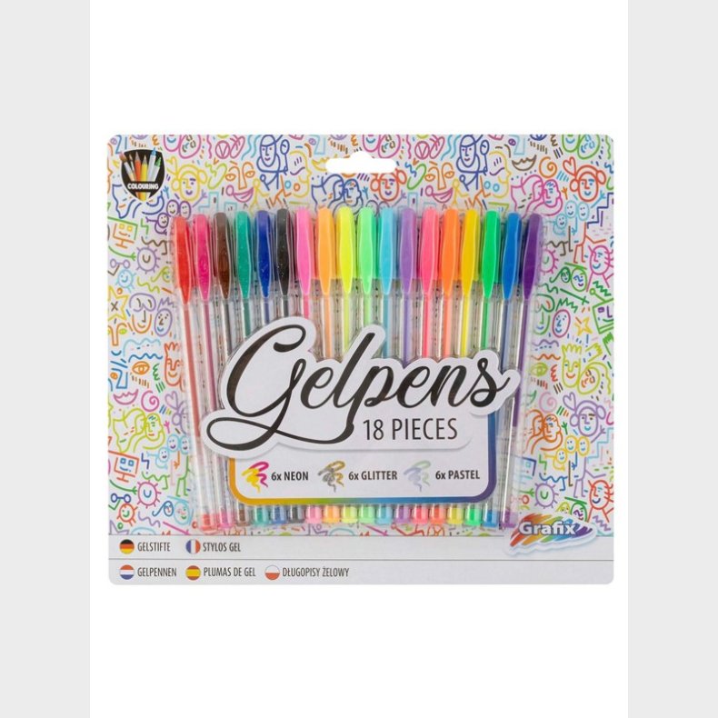 Grafix Gel pen set Neon Glitter Pastel 18 pcs.