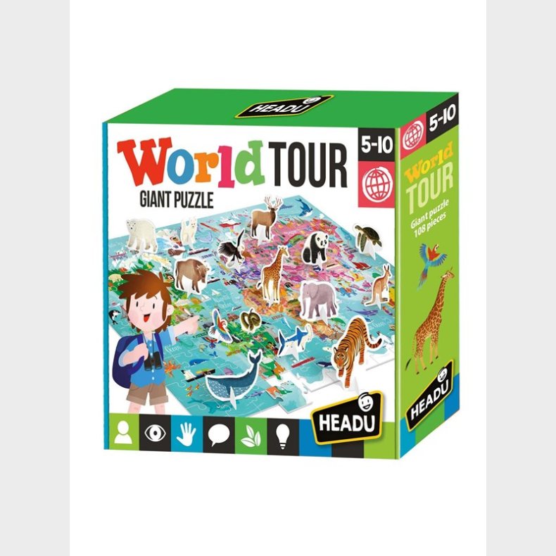 Headu Jigsaw Puslespil World with 3D Elements 108st. 3D Puslespil