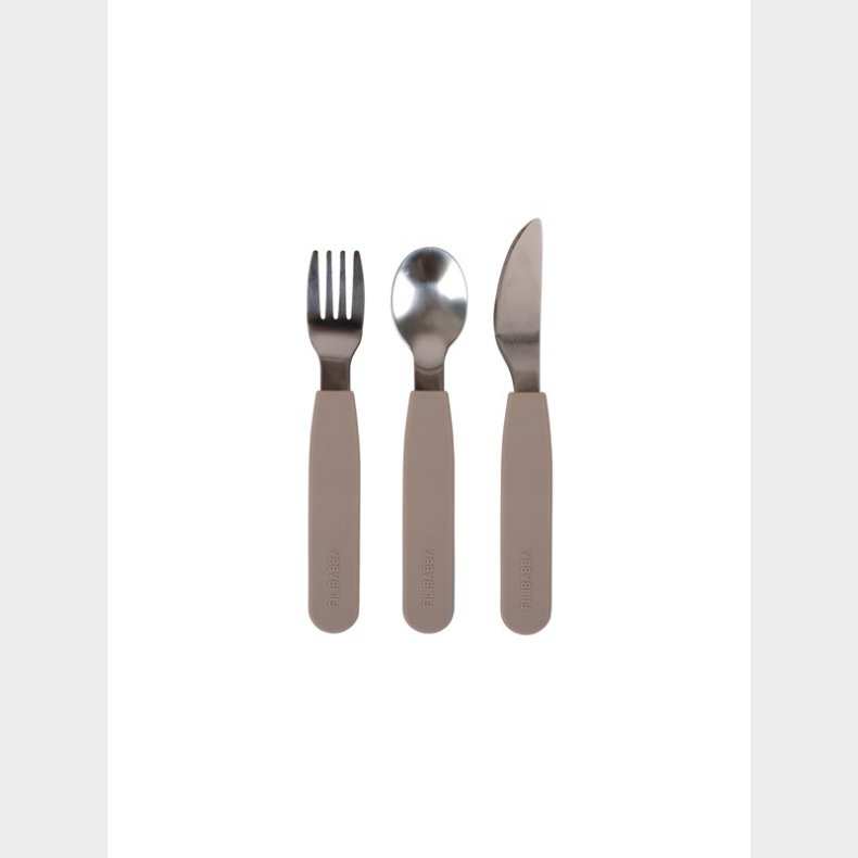 Filibabba Silicone cutlery set - Warm Grey