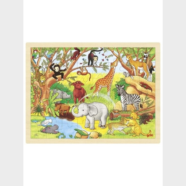 Goki tren Jigsaw Puslespil - Jungle 48pcs. tr