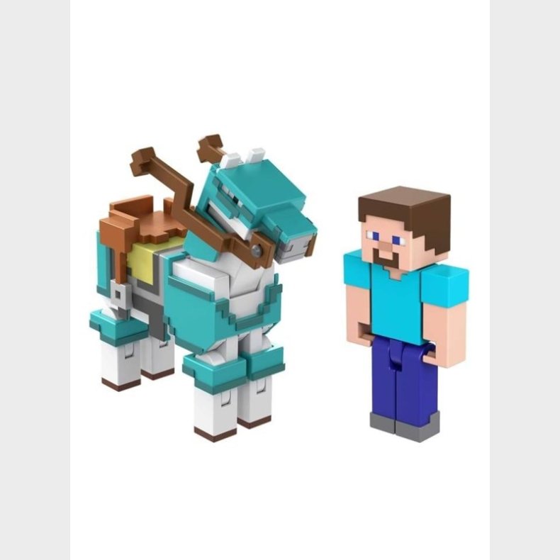 Mattel Minecraft Steve And Armored Horse Figures 8cm