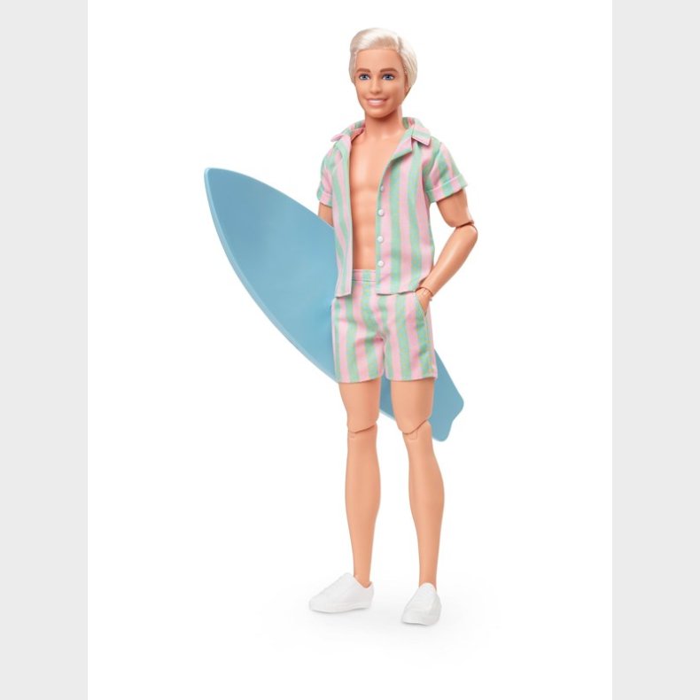 Barbie the Movie Ken Doll Wearing Pastel Striped Beach Matching Set