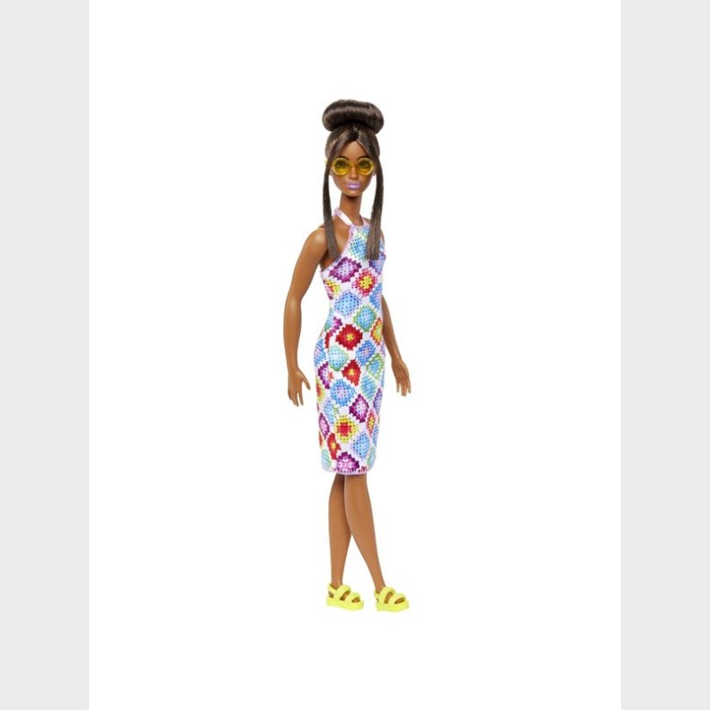 Barbie Fashionistas Doll #210 With Bun And Crochet Halter Dress 30cm