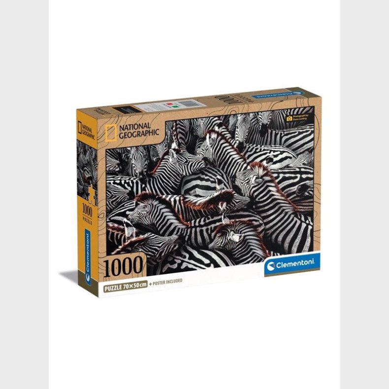 Clementoni Jigsaw Puslespil National Geographics - Zebra 1000 pcs. gulv