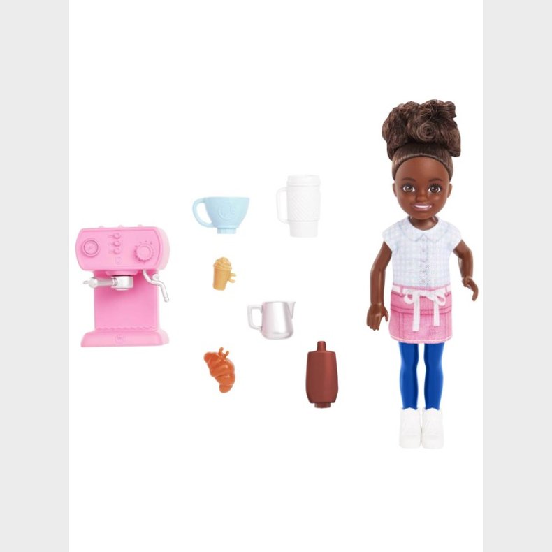 Barbie Chelsea Can Be... Barista Doll And 7 Career-themed Accessories Including Coffee Maker