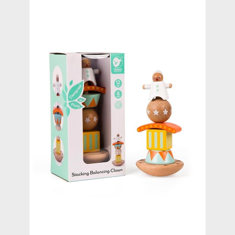 Classic World Wooden Pile and Balance Game Clown 6dlg.