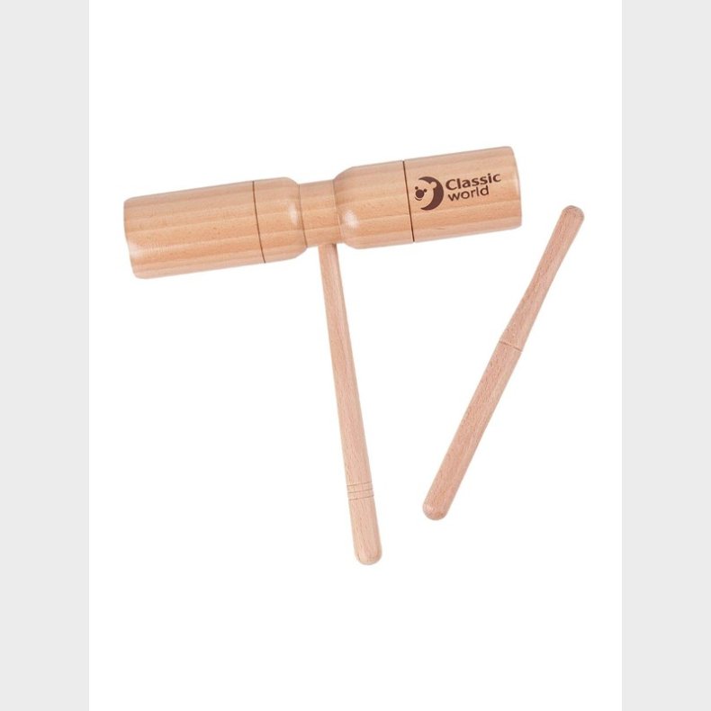 Classic World Wooden Tone Block with Handle and Stick