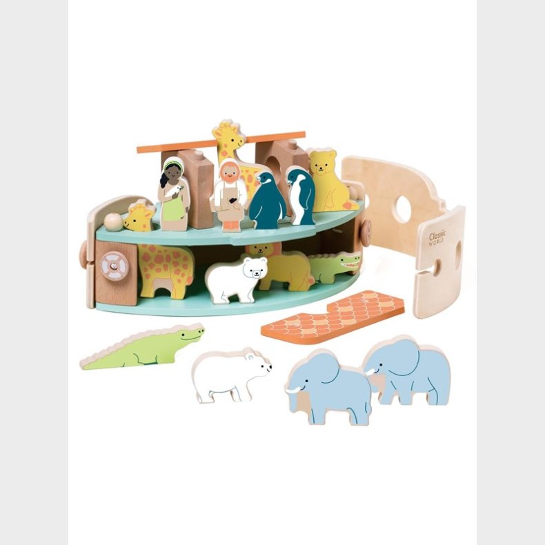 Classic World Wooden Noah&apos;s Ark Boat Building Set with Animals 16dlg.